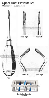 Upper Root Elevators Set Helicoidal Tip